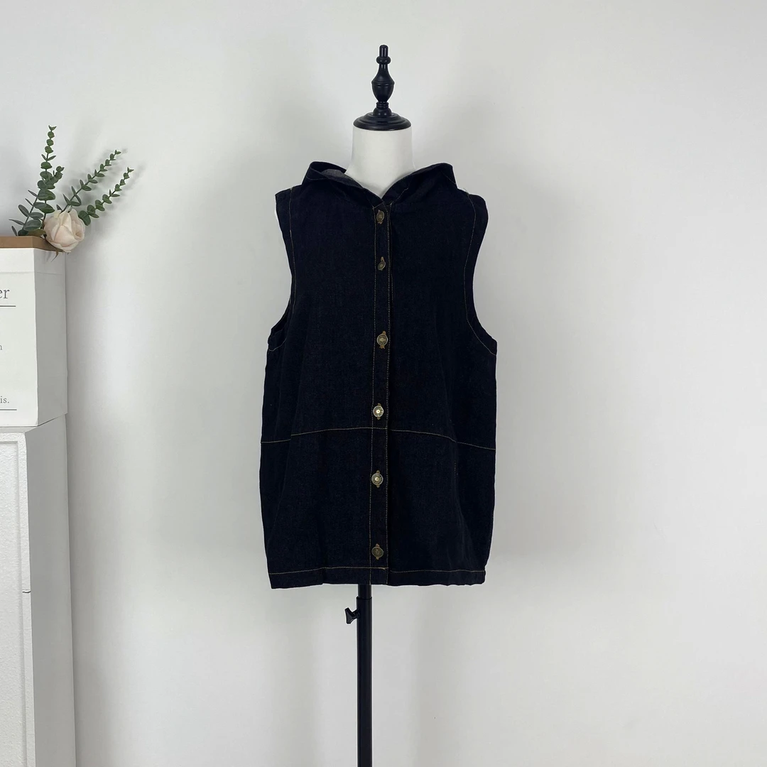 牛仔马甲女2024年春秋新款韩版宽松休闲百搭洋气减龄连帽马夹0029