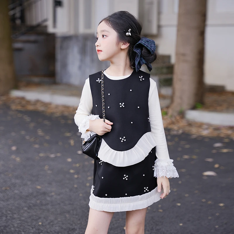 53381M女童小香风套装2025秋季新款超好看洋气背心半裙儿童两件套