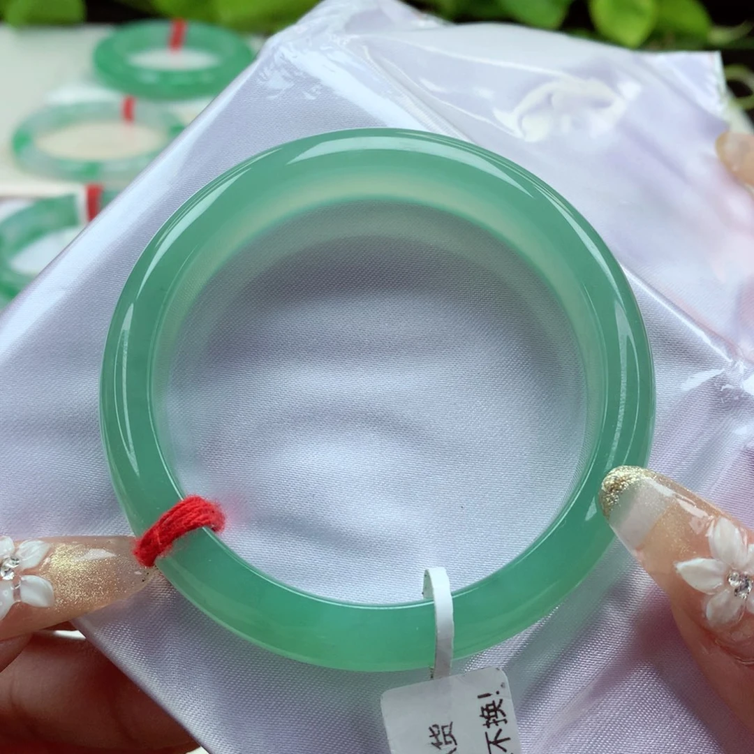 未镶嵌手镯翡翠54.5孔雀绿 双眼皮 完美 小柒