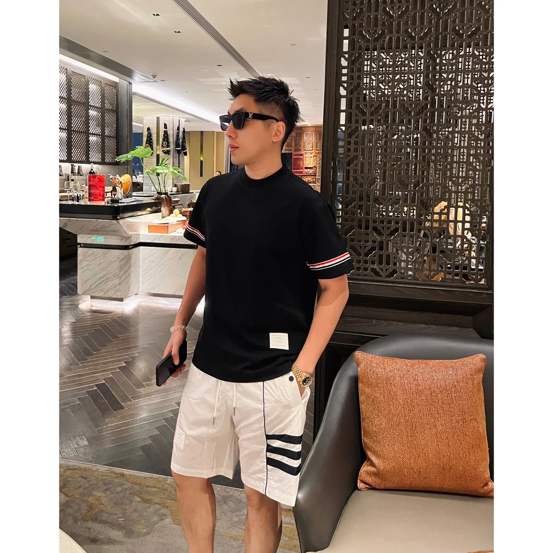 【清爽彩带】25夏季薄款液氨棉极简老钱双织带短袖T恤男士WYG9675