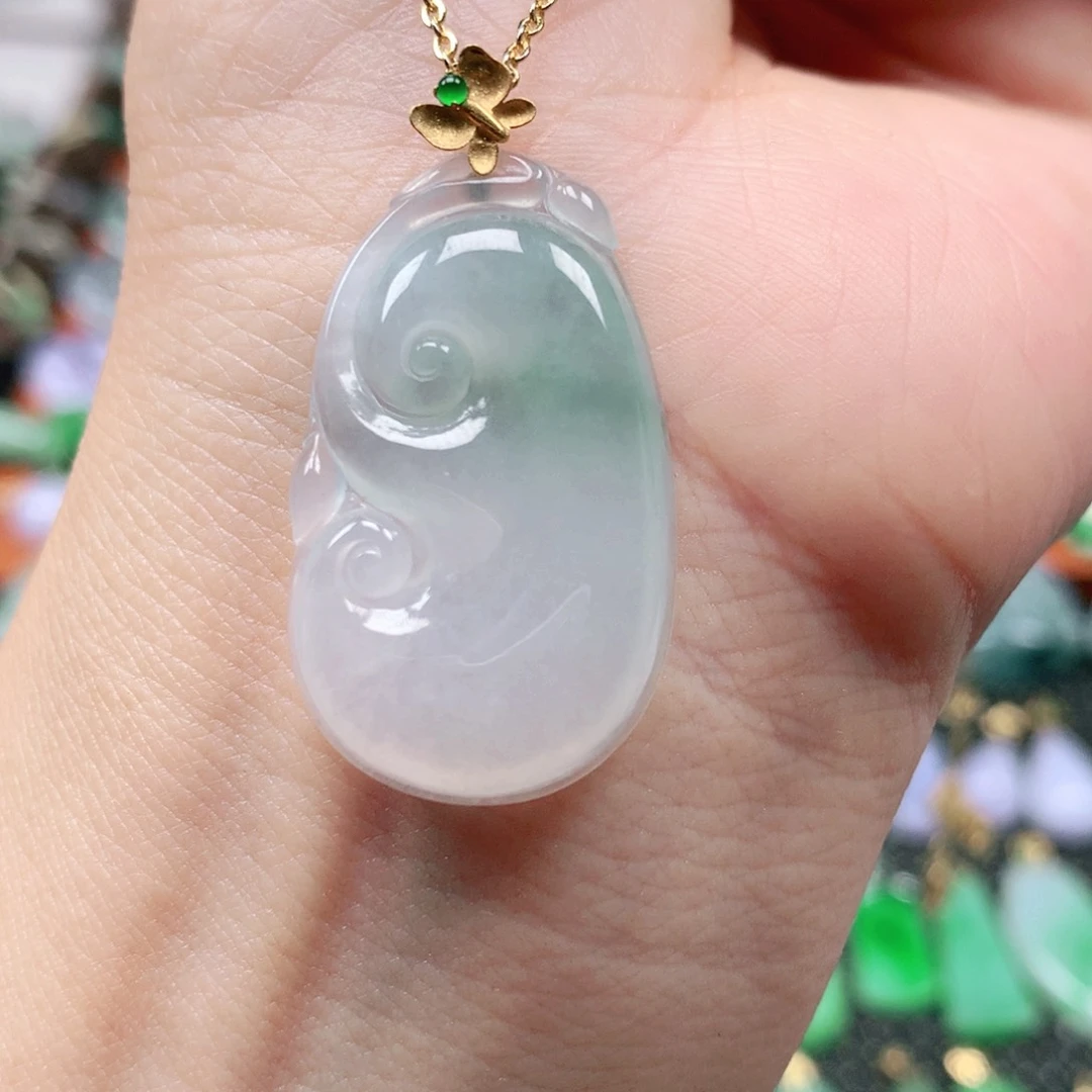 吊坠(不含链)18K金镶嵌翡翠