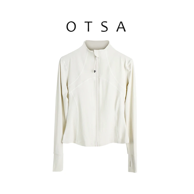 OTSA运动外套健身服女长袖上衣跑步服裸感速干瑜伽服修身瑜伽外套