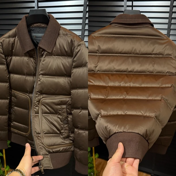 82700针织翻领可拆卸棒球领款男士羽绒服青春潮流时尚穿搭