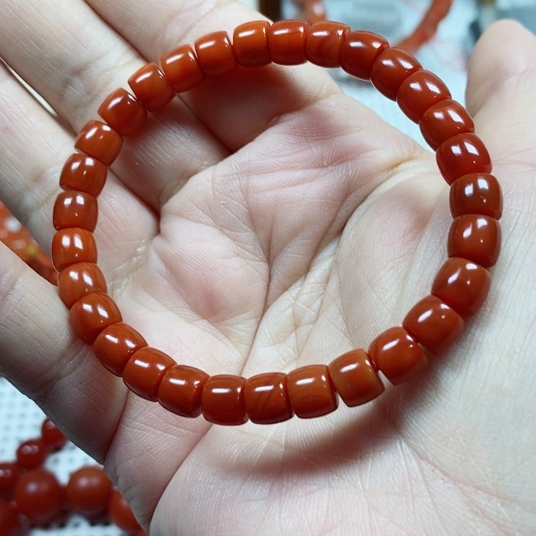 南红玛瑙未镶嵌手串卡6.8
