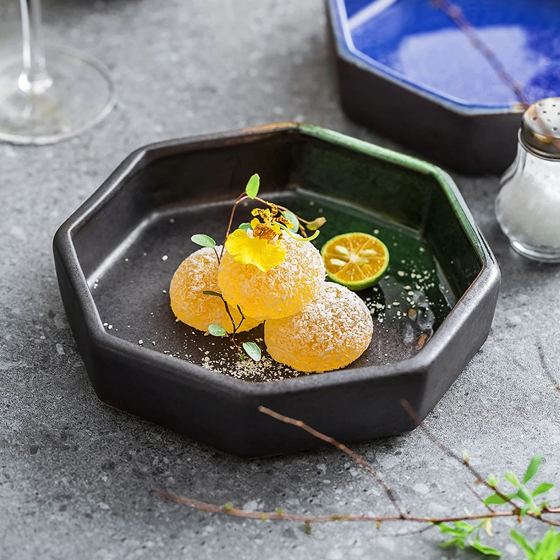 陶瓷小盘子复古碟子家用高级感商用餐具日式深盘创意方形小吃菜盘