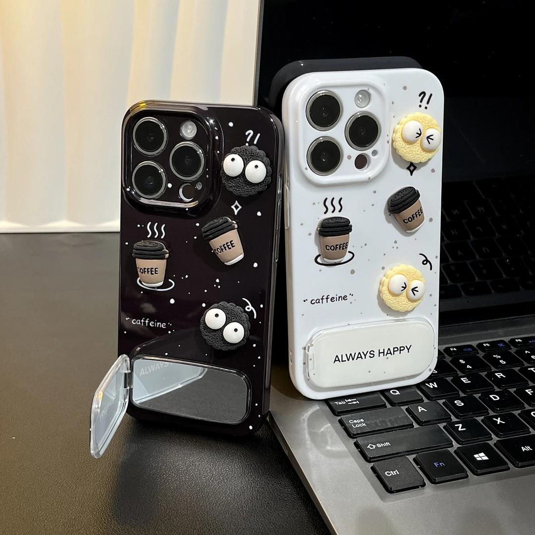 雅天立卡通煤球咖啡适用苹果16手机壳iPhone13华为vivo小米15oppo