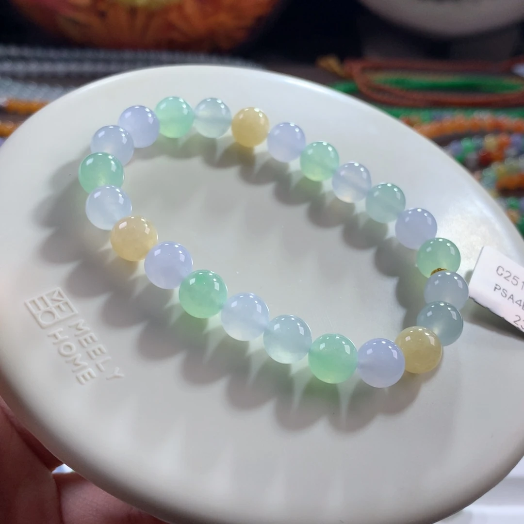 翡翠未镶嵌手链性价比！冰胶清爽幻彩马卡龙单圈 卡8