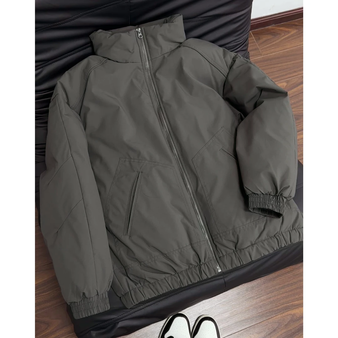 深灰色美式bomber短款飞行员棉服男冬季高级感立领棉衣棉袄外套