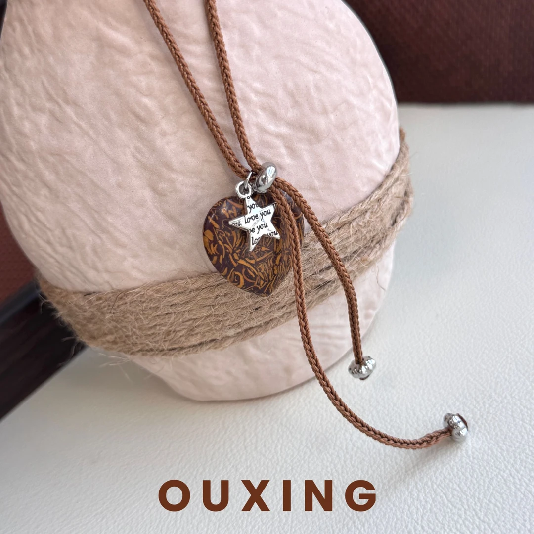 铜合金棉绳项链 [木星]复古百搭精致时尚爱心坠链