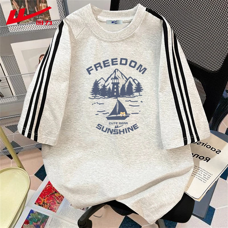 回力夏季纯棉短袖T恤女宽松辣妹2025新款休闲多巴胺正肩上衣夏装