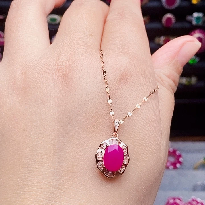 红宝石银S925镶嵌颈饰