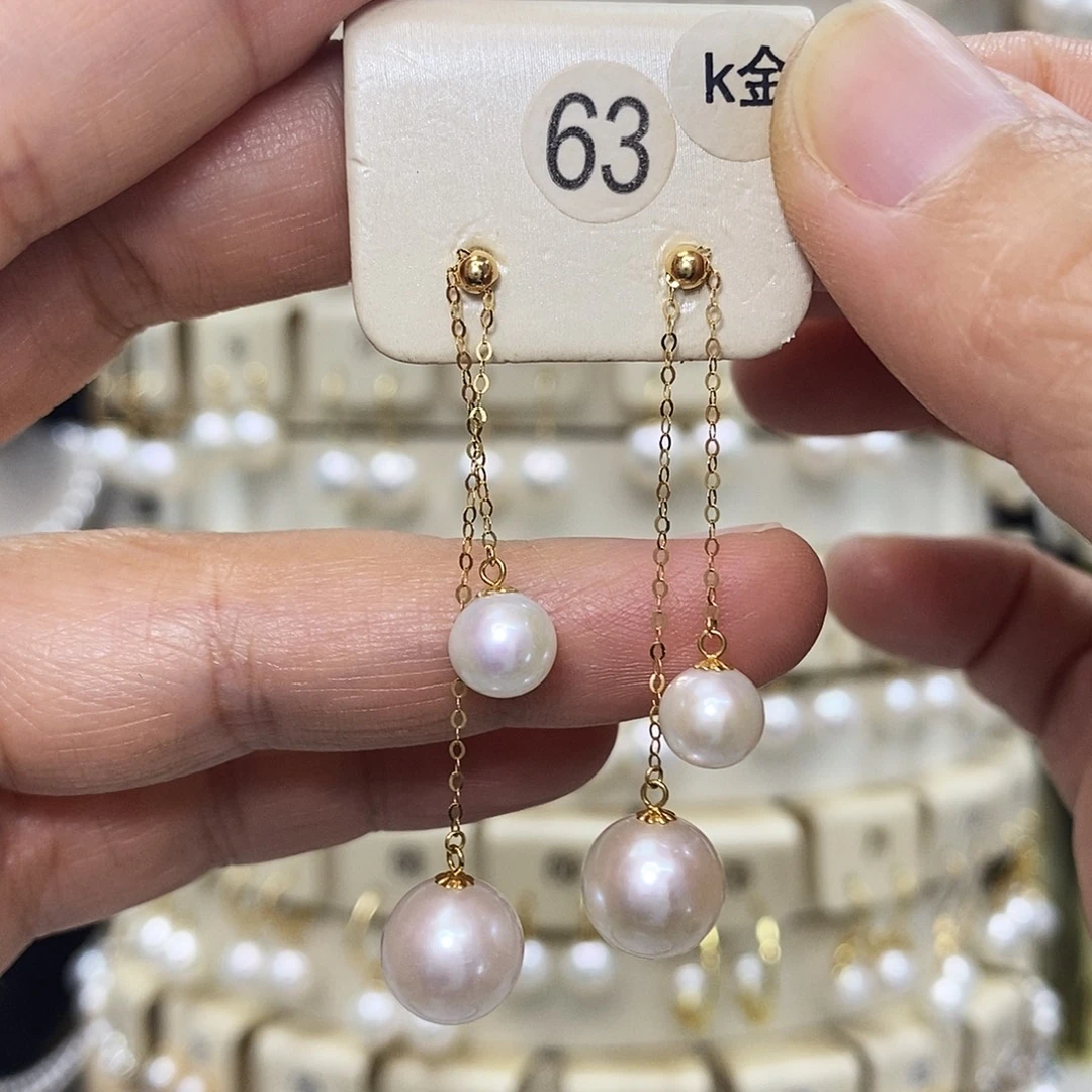 18K金镶嵌淡水珍珠耳饰