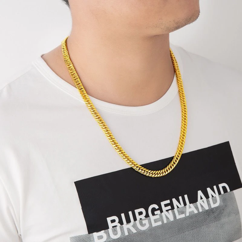 铜合金项链 新款马鞭项链时尚潮流帅气老板项链扁平光面长约60