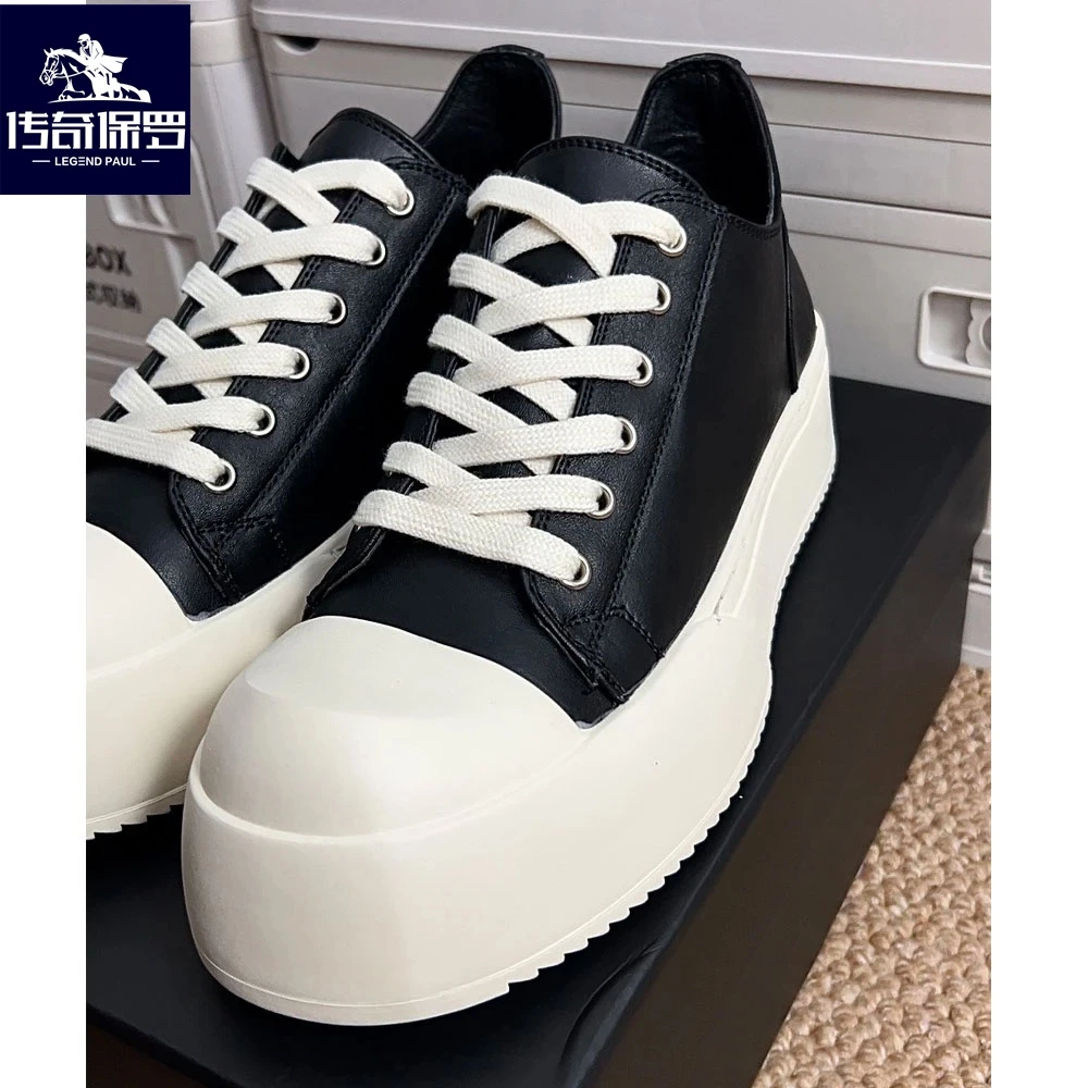 传奇保罗小众原创设计感中帮厚底增高板鞋男百搭通勤时尚休闲鞋潮