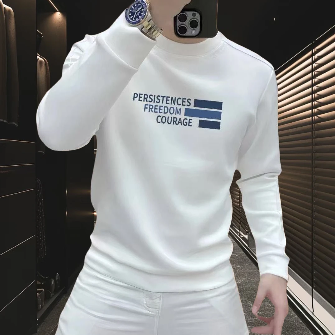 潮牌卫衣男士秋冬长袖新款潮流圆领印花加绒上衣宽松套头休闲卫衣