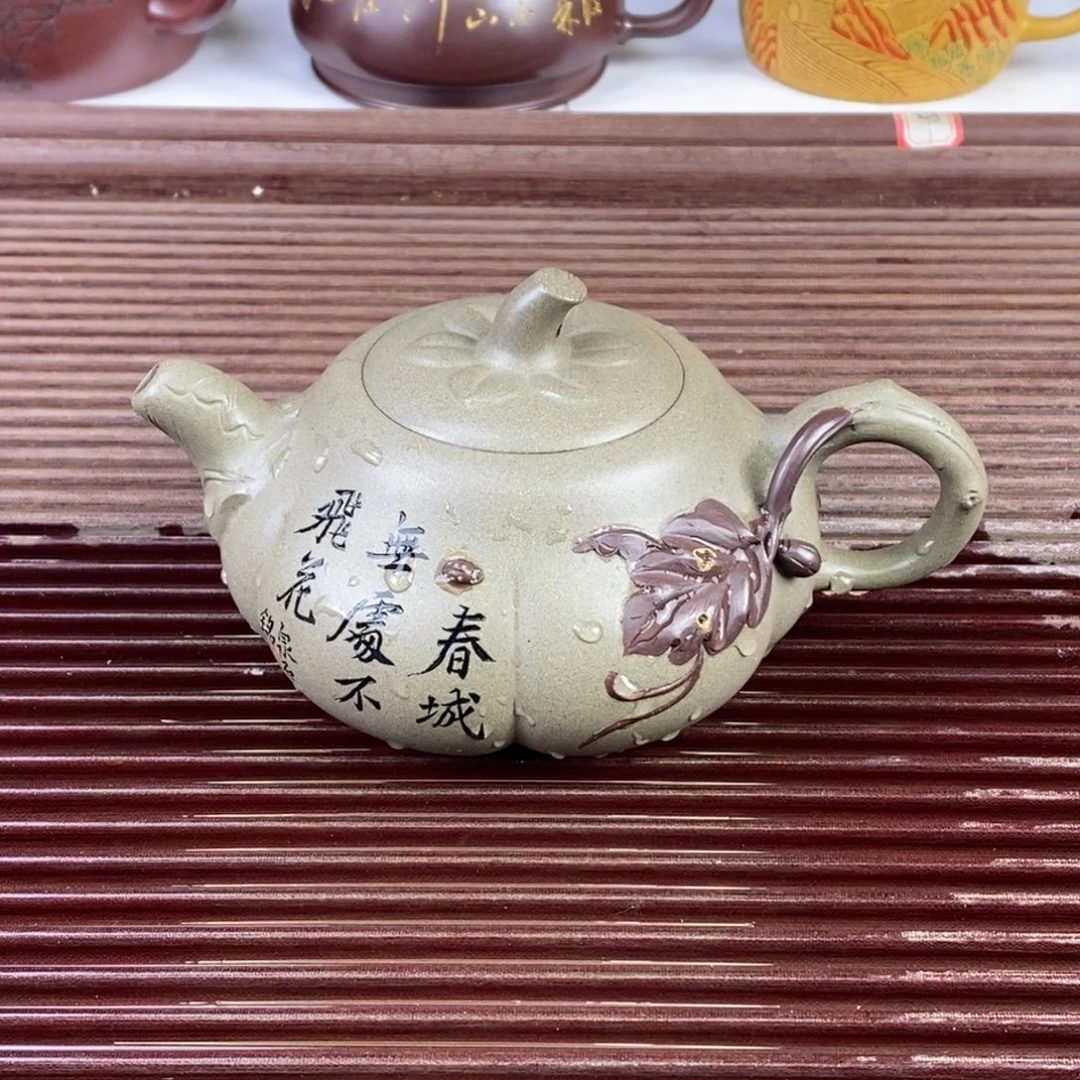 紫砂茶壶白24 筋纹瓜趣