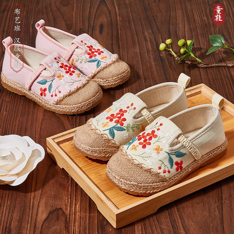 2025年新款老北京布鞋亚麻渔夫鞋一脚蹬平底透气懒人新款女童单鞋