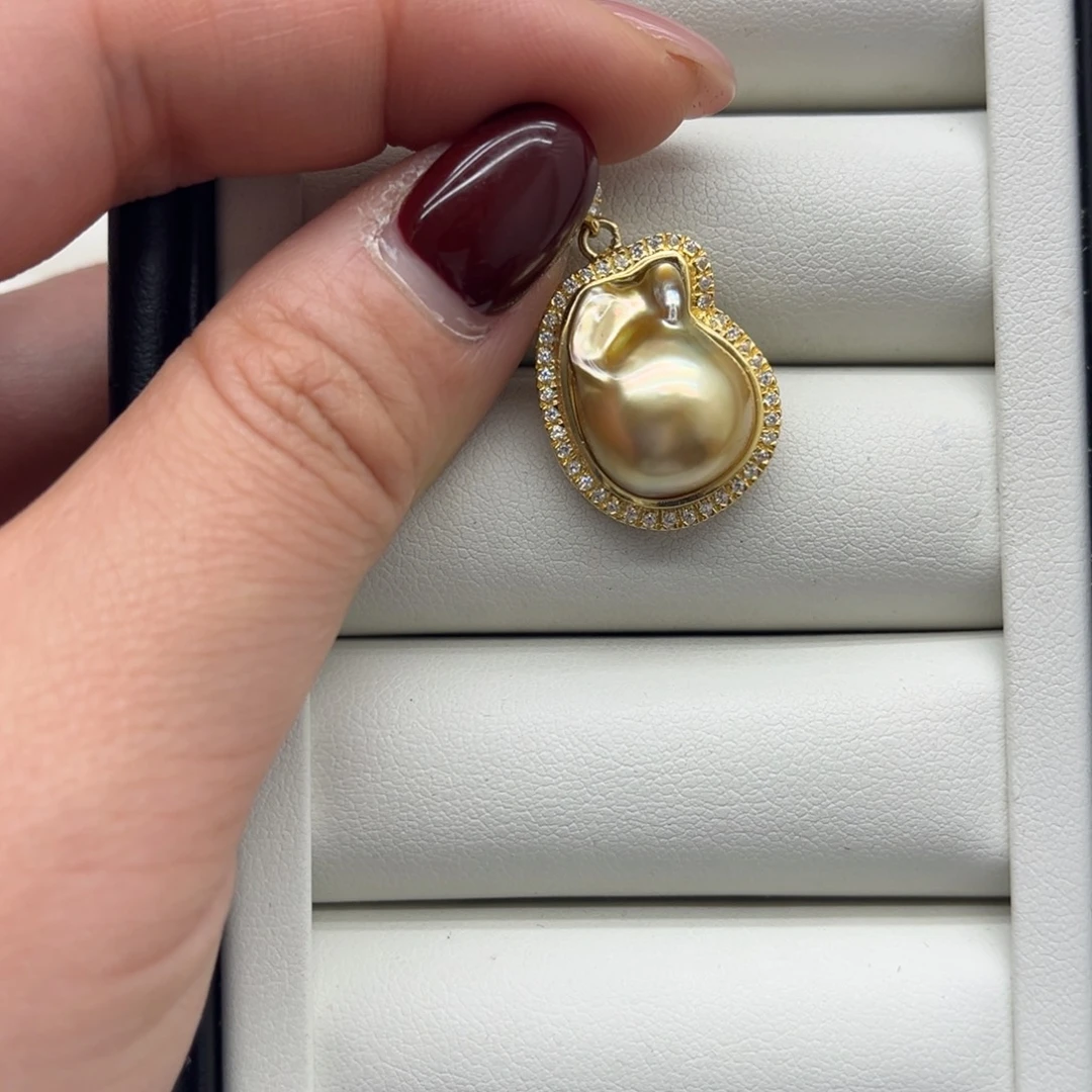 银S925镶嵌吊坠(不含链)海水珍珠