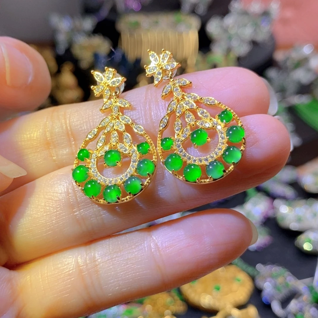 吊坠(不含链)银S925镶嵌翡翠