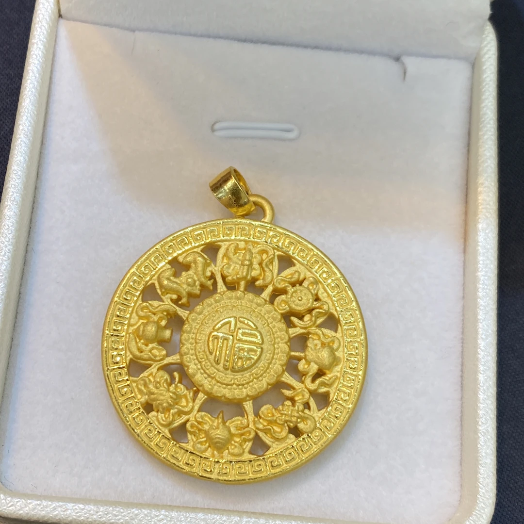 足金999八宝罗盘吊坠➕莲花➕3金珠