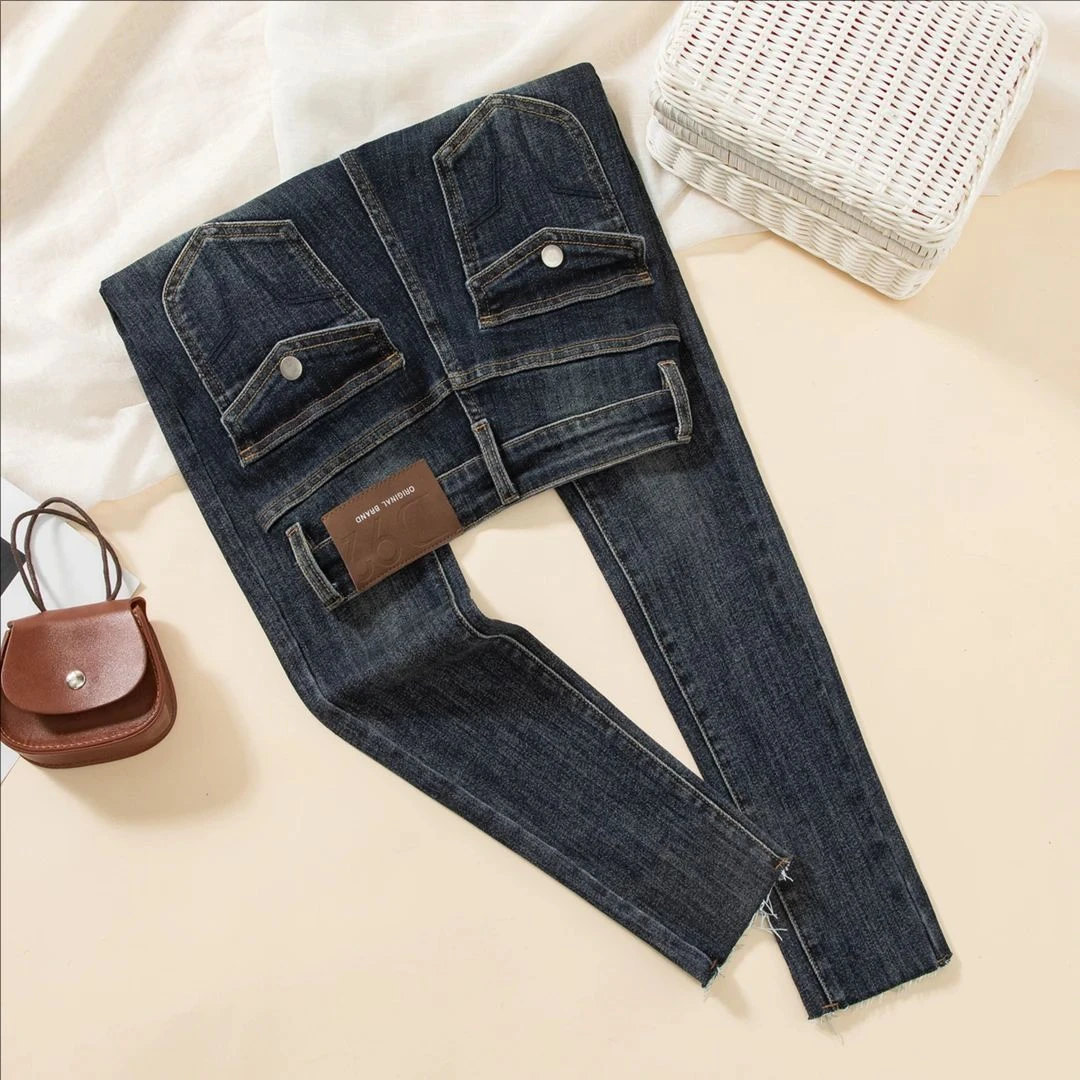 复古网红辣妹紧身高腰显瘦铅笔牛仔裤秋冬新款时尚百搭小脚裤女士