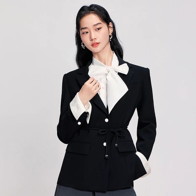 【优雅通勤风】复古三醋酸西装外套一手长DOUBLOVE贝爱25秋季新款