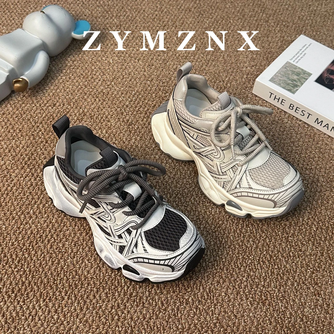 【平增高9cm】小个子复古百搭潮鞋低帮系带厚底休闲老爹鞋X019-2