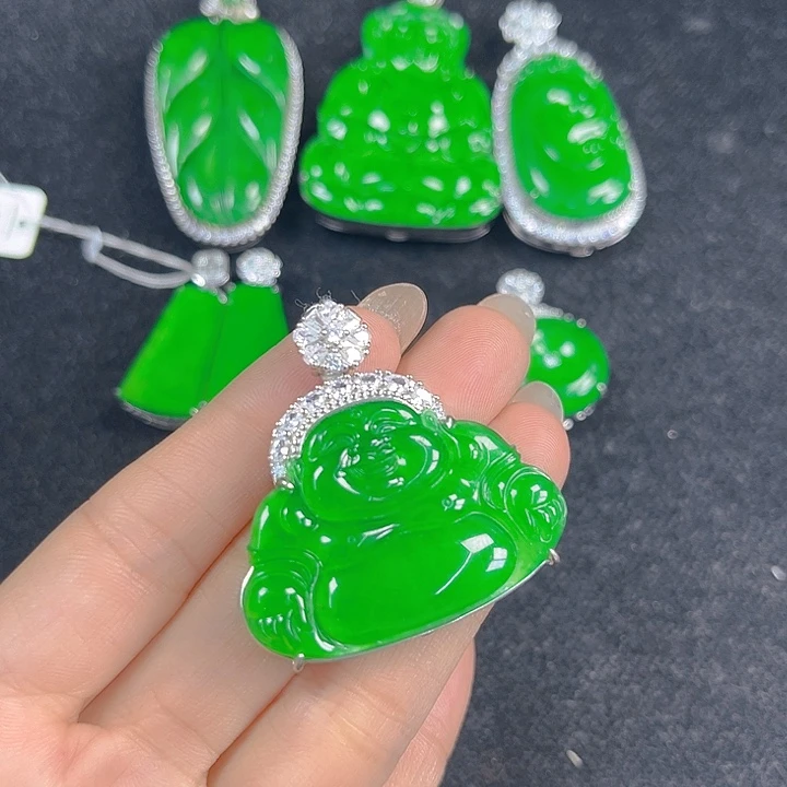 翡翠银S925镶嵌吊坠(不含链)
