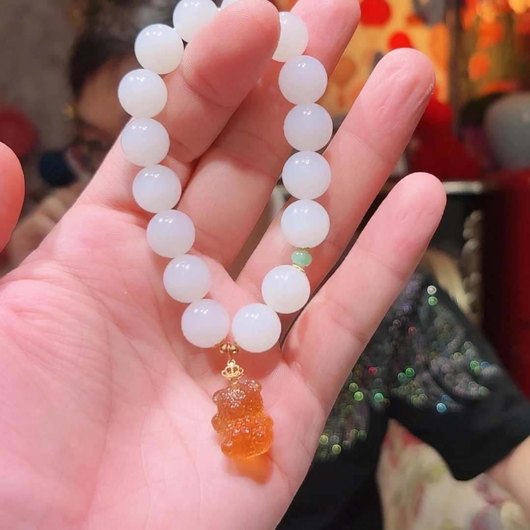 手串18K金镶嵌和田玉12毫米