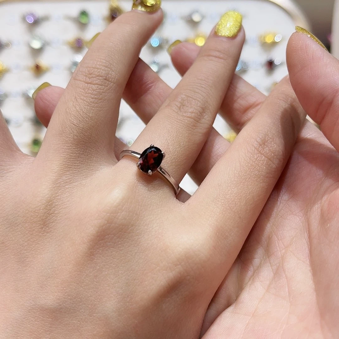 蛇纹石玉戒指银S925镶嵌