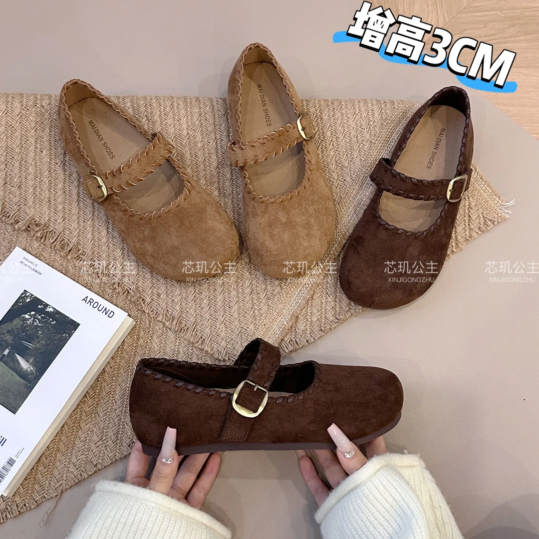 勃肯鞋女小个子增高厚底2025秋季新款百搭韩版休闲时尚松糕鞋