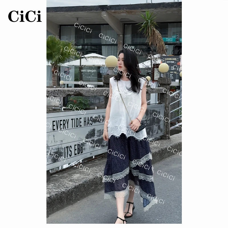 【CiCi酱】「山居归属」夏季新款不规则设计法式气质波点半身裙 C25Q