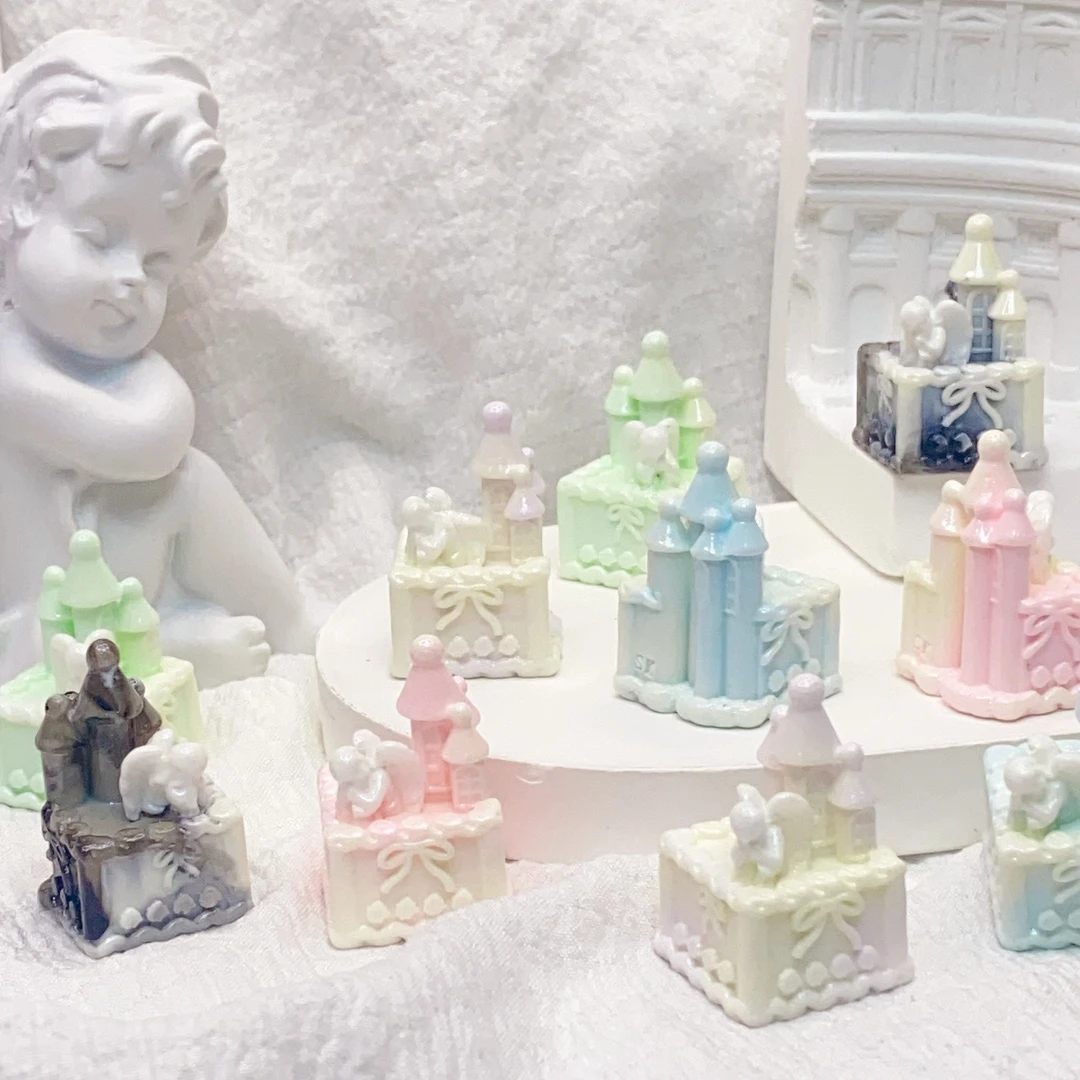 【定制】天使城堡蛋糕 diy手机壳树脂配件手工发夹冰箱贴材料饰品