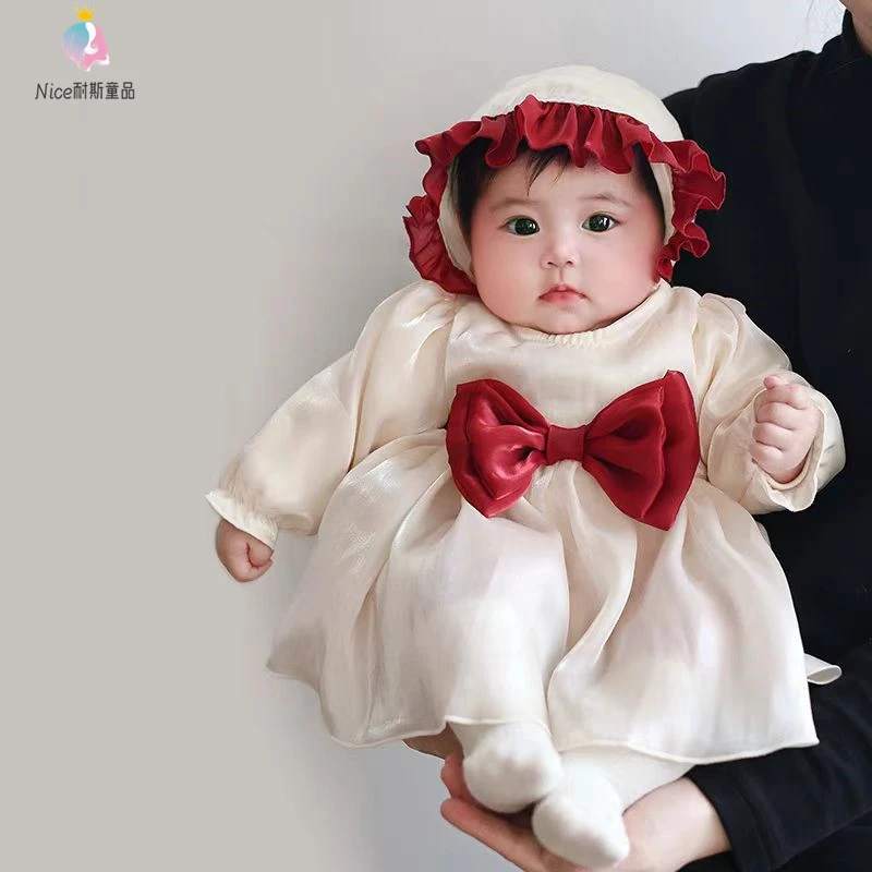 婴儿满月衣服秋装新生儿包屁裙女宝宝百天宴礼服一周岁公主裙春秋