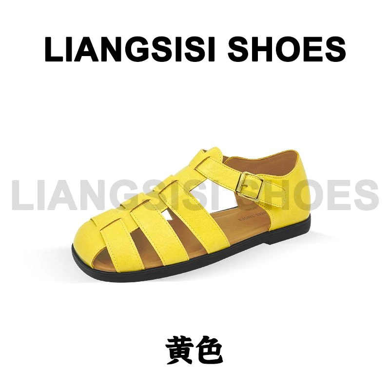 梁思思SHOES新款时尚镂空皮带扣罗马凉鞋-1962