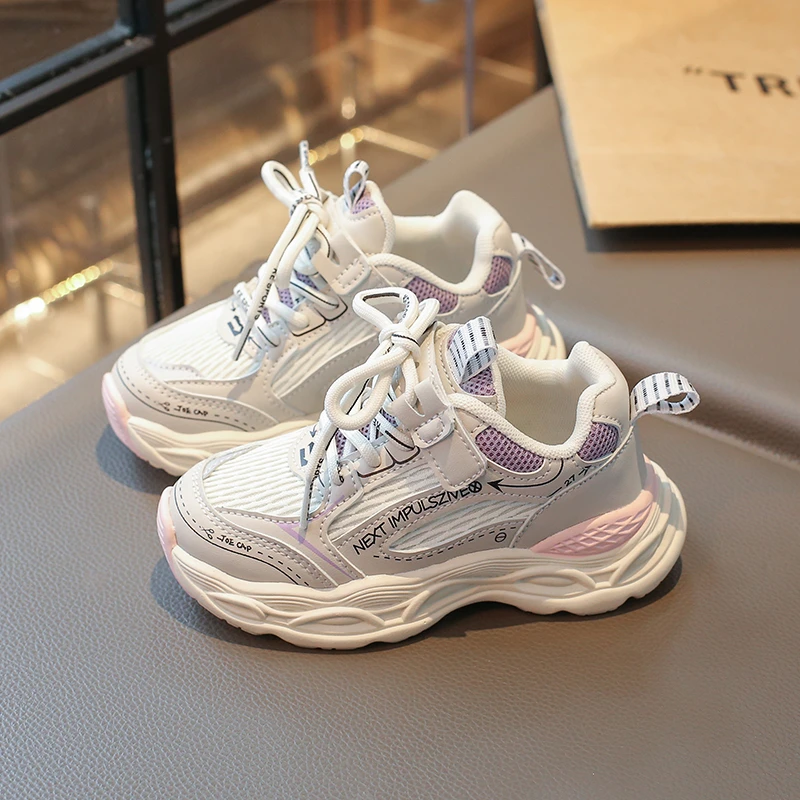 ABC女童运动鞋2025春秋新款儿童时尚透气网面老爹鞋中大童休闲鞋