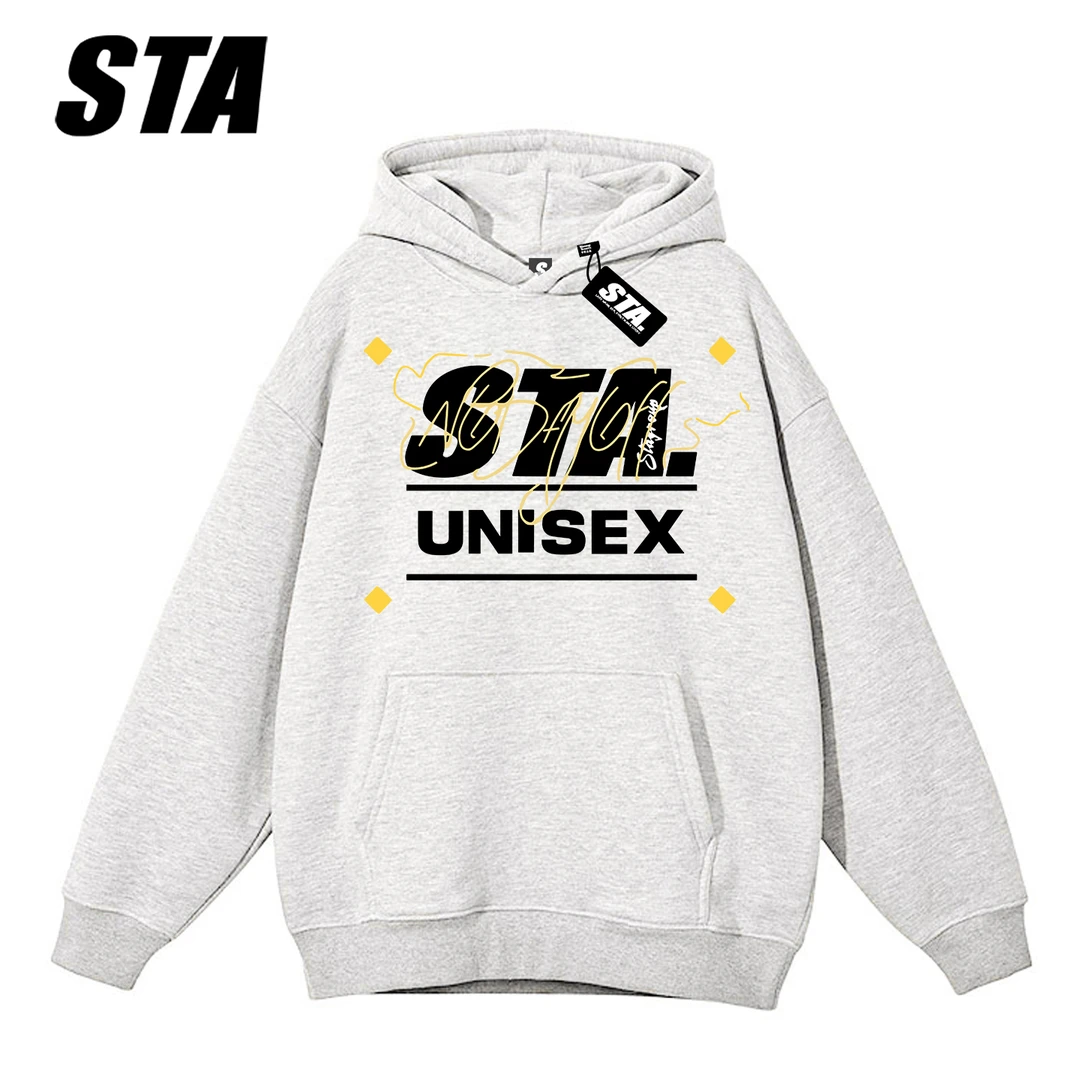 STA正品连帽卫衣男女情侣秋冬季日常款重磅百搭休闲宽松外套帽衫