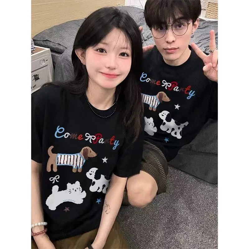 NASA夏季T恤圆领短袖日常穿搭情侣薄款针织印花时尚圆领百搭