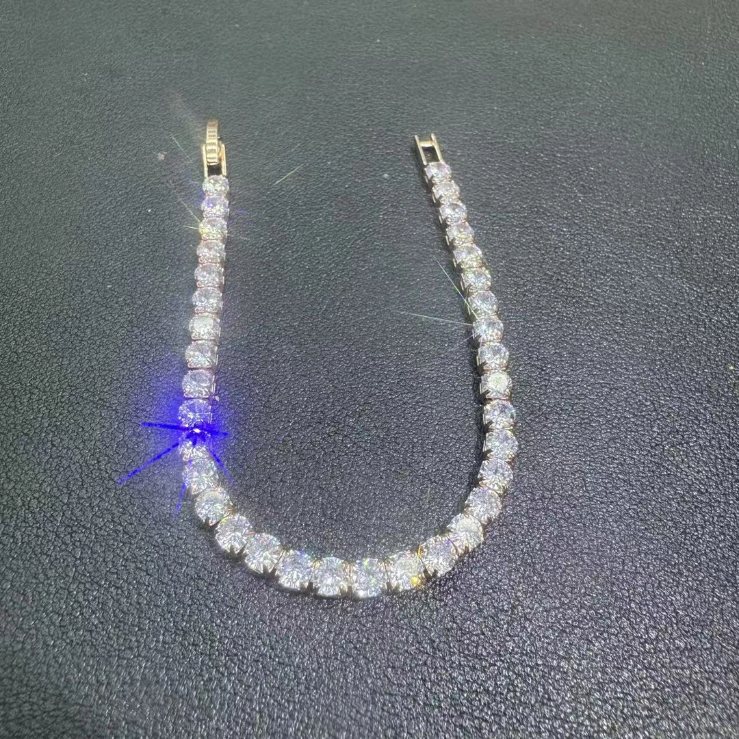 925银莫桑石手链 玫瑰色满天星手链-xx