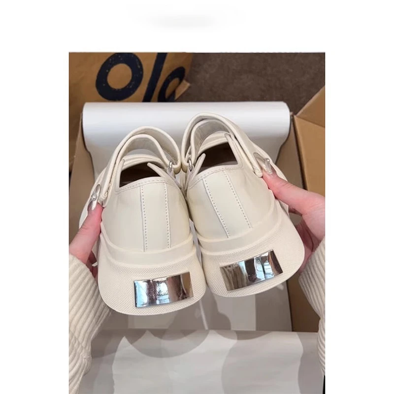 赵露思同款玛丽珍鞋女夏季2025新款厚底白色小皮鞋松糕大头丑萌鞋