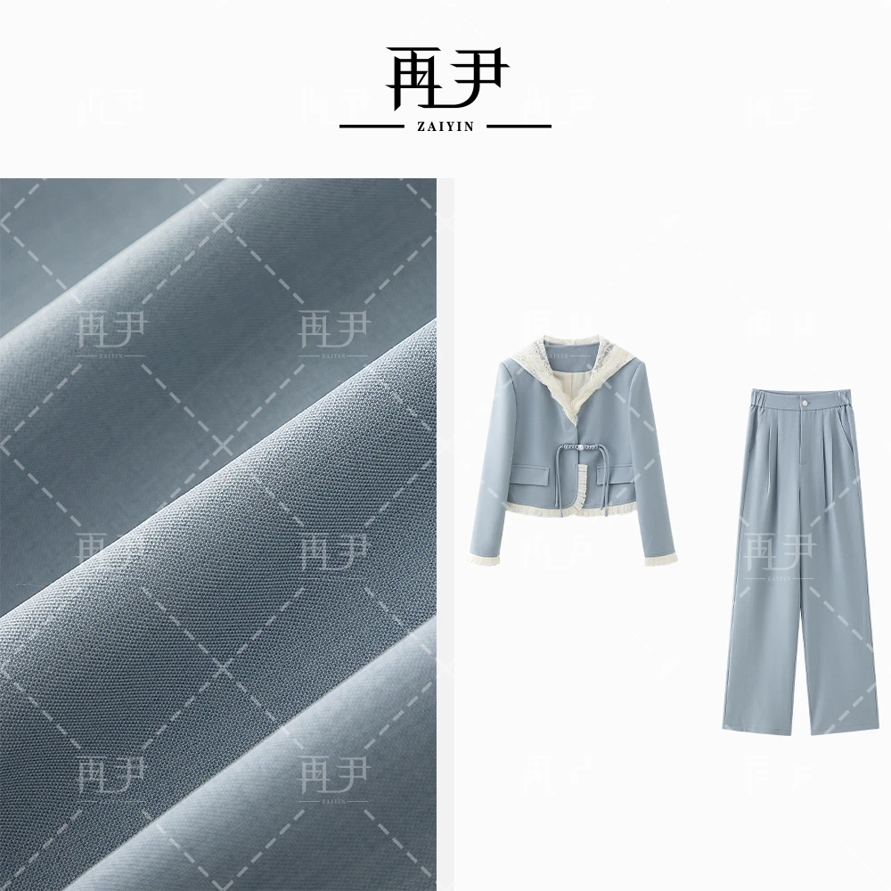 【茉白】新款春秋时尚洋气气质重工女士套装GY25CT020093