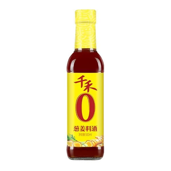 千禾零添加葱姜料酒500ml/瓶粮食酿造家用厨房调料去腥增鲜调味料