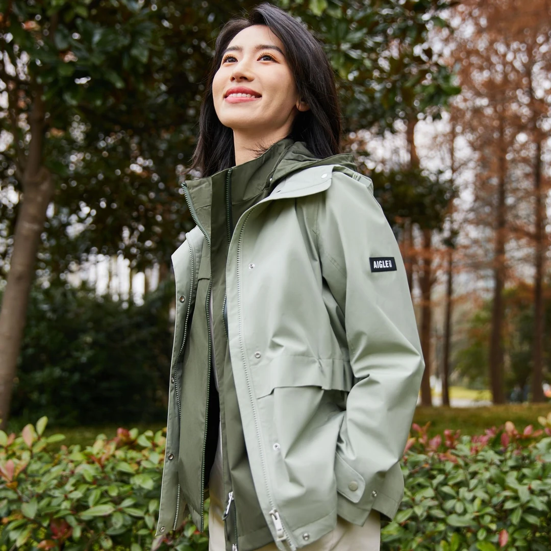 【爆款夹克超值购】AIGLE艾高防风透汽连帽收腰夹克外套女BJ20