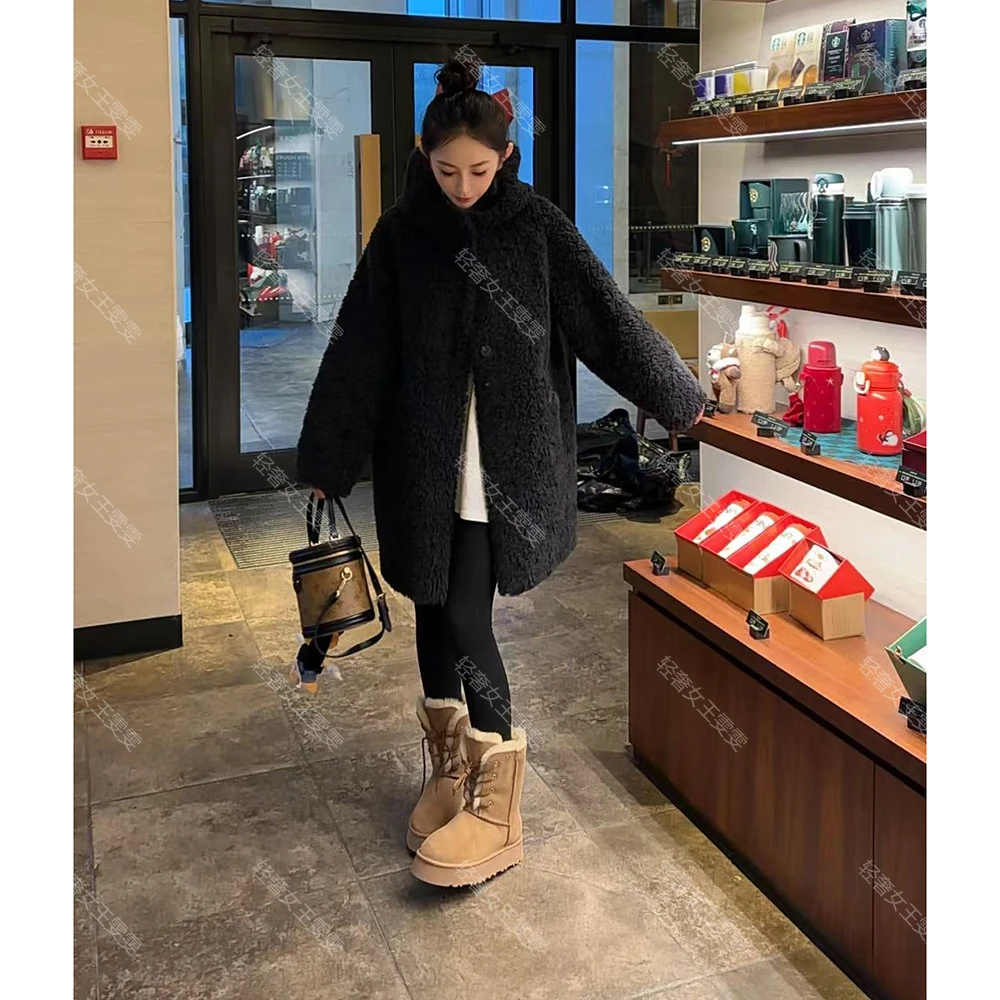 [彤彤] "娇奢千金" 100%全羊毛冬季新款时尚中长款御寒外套