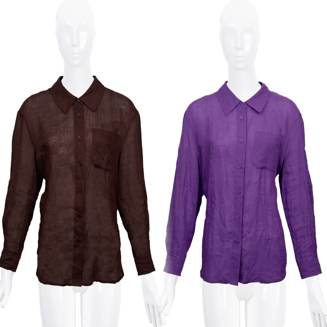 【店铺同款】LIVELY.YAN俪妍#苎麻衬衫#紫色、咖色