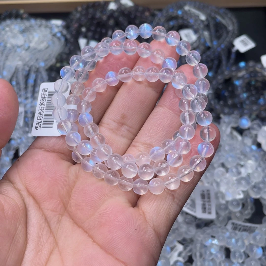 月光石手链未镶嵌C****?蓝月光多圈手链6.7m