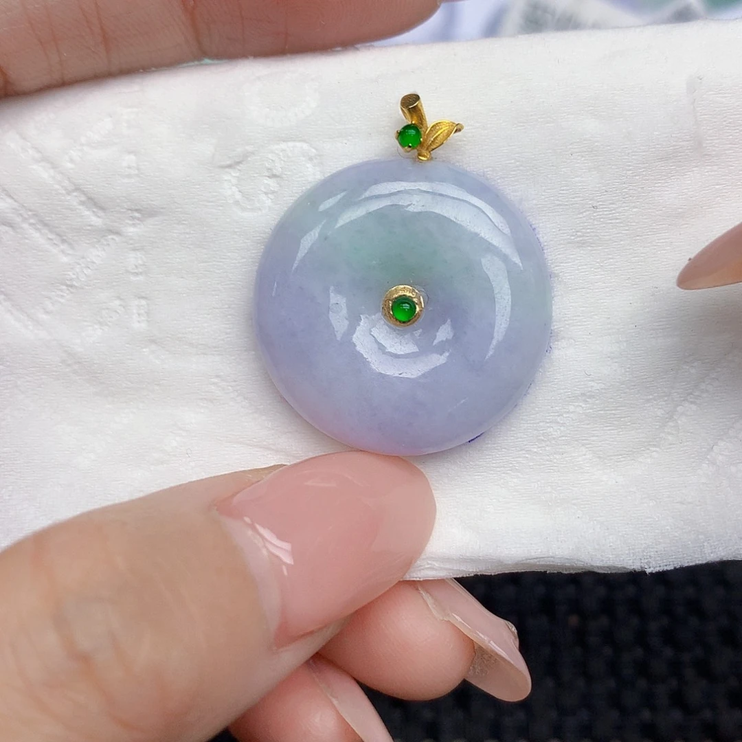 翡翠18K金镶嵌颈饰天然翡翠a货 百元以上9米证书费自理