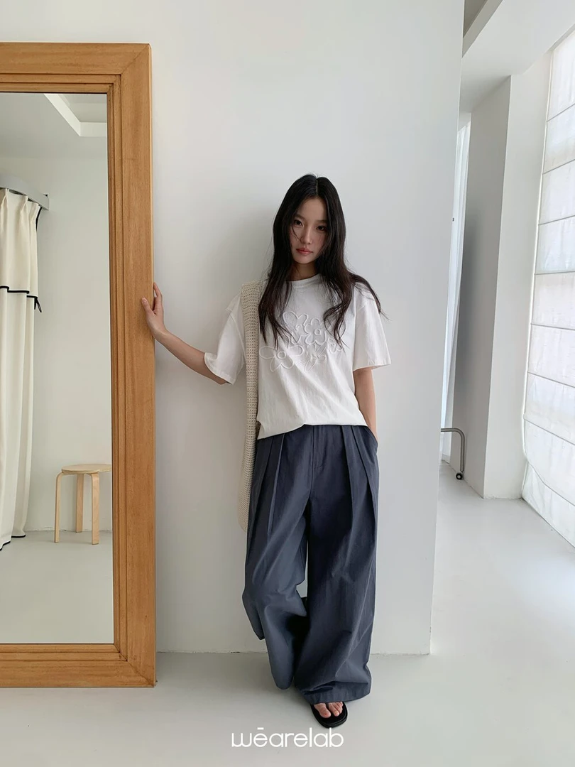 weare@23125 韩系简约百搭压褶阔腿休闲裤（Ｓ裤长101左右） 3-31