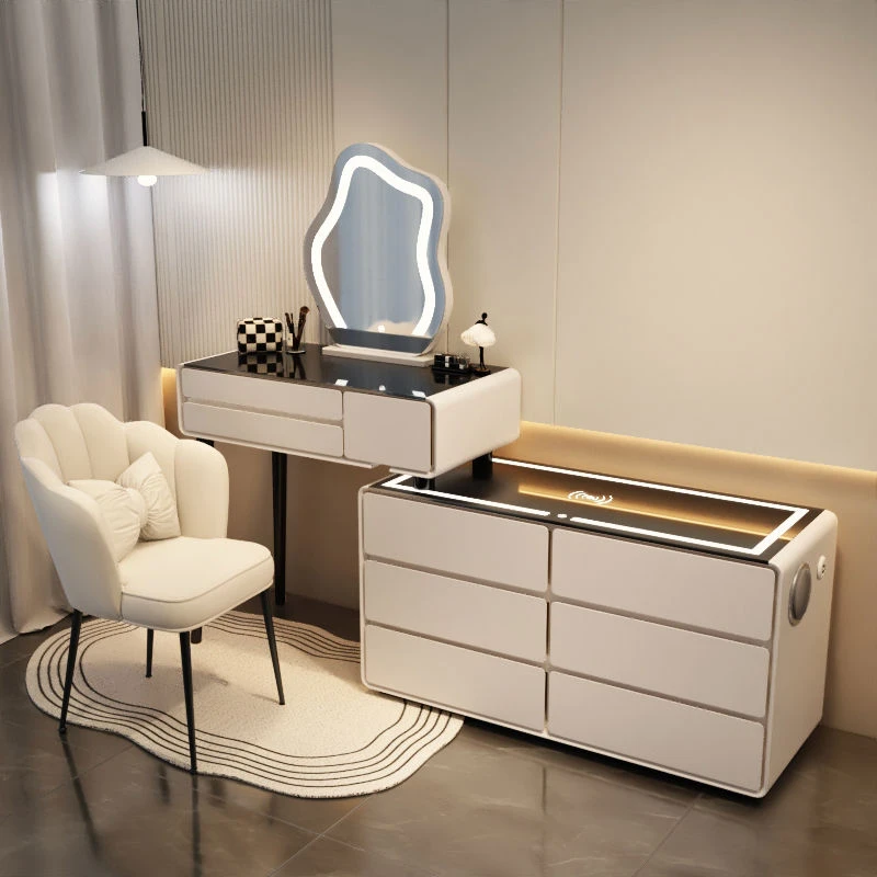 2025室化妆桌公主风无线充电蓝牙音响现代简约书桌云朵镜家用
