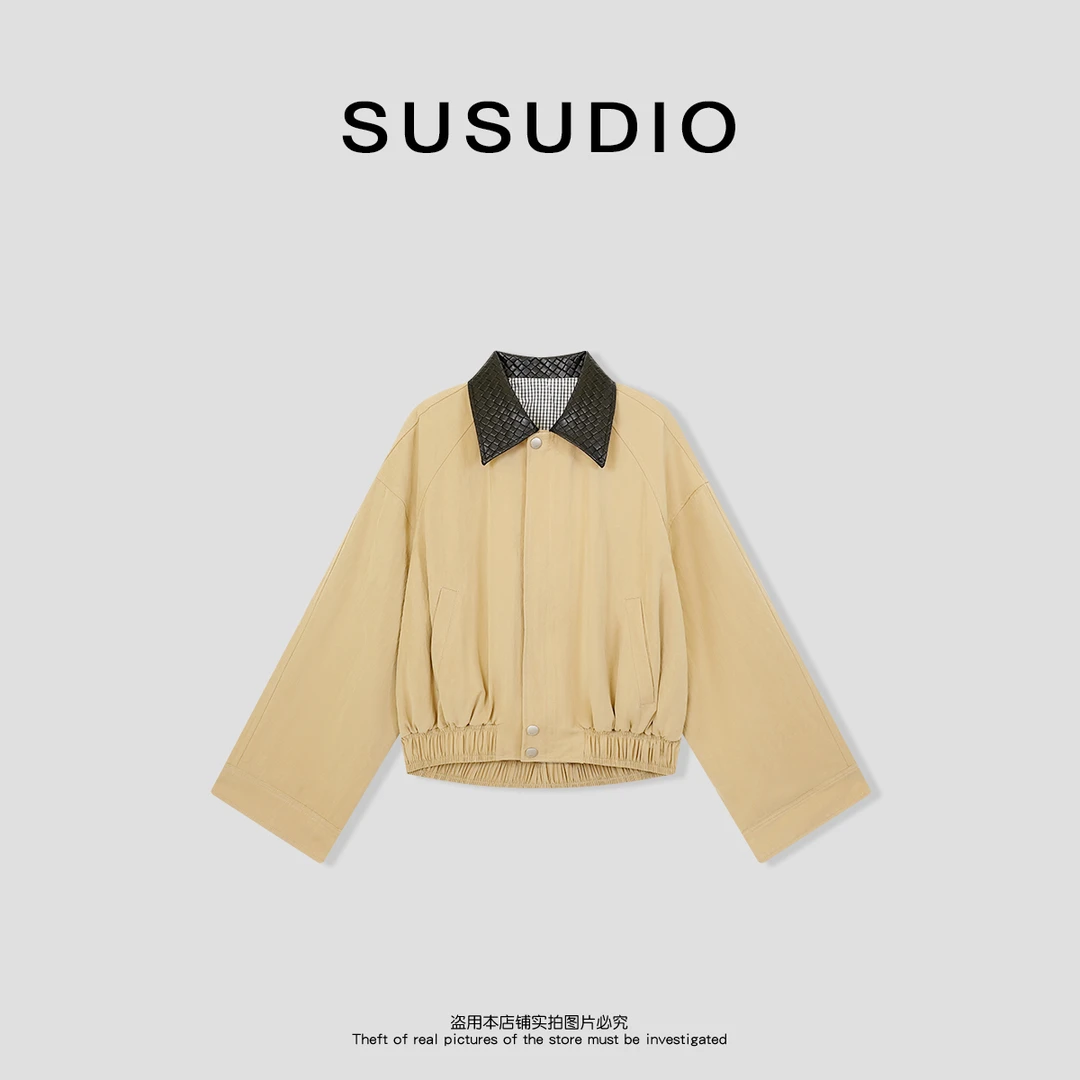 SUSUDIO 索尔斯 新款百搭休闲拼色翻领外套70020